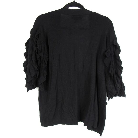 Rachel Parcell Ruffle Short Sleeve Cardigan in Black SZ S - Picture 4 of 7